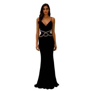 green emerald velvet dress Lola Formal High Slit Glitzy Glitter Dress